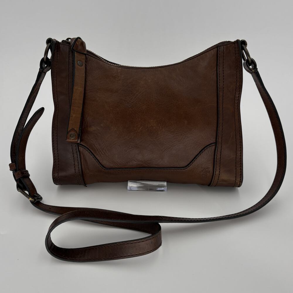 Frye Melissa Zip Leather Crossbody Bag Dark Brown 34DB770 Holiday 2018